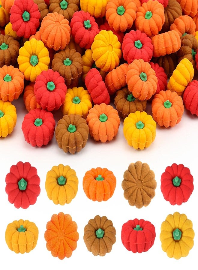 KINYFY 45 Pcs Mini Pumpkin Erasers, 3D Thanksgiving Pumpkin Pencil Erasers, Fall Thanksgiving Pumpkins Eraser Bulk for Classroom Prizes, Gifts Supplies, Back to School Party Favors (Multicolor) - Image 1